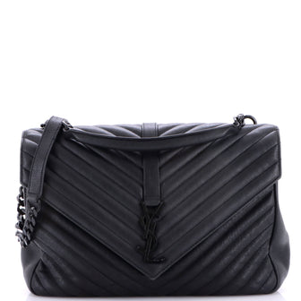 Saint Laurent Classic Monogram College Bag Matelasse Chevron Leather Large
