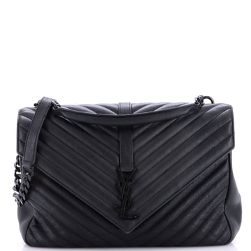 Saint Laurent Classic Monogram College Bag Matelasse Chevron Leather Large