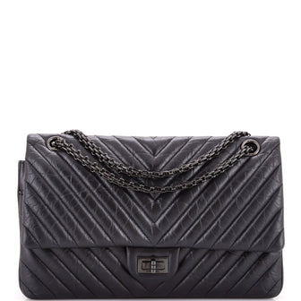 Chanel So Black Reissue 2.55 Flap Bag Chevron Aged Calfskin 226
