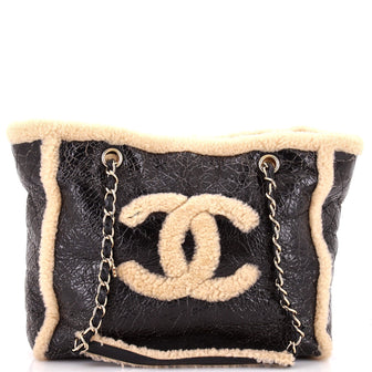 Chanel CC Mania Chain Tote Shearling and Shiny Crumpled Sheepskin Medium