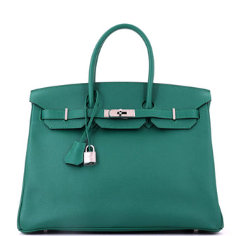 Hermes Birkin Handbag Malachite Epsom with Palladium Hardware 35
