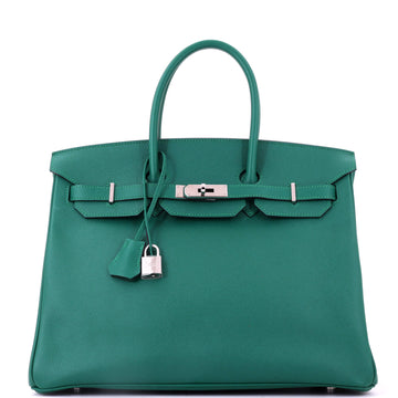 Hermes Birkin Handbag Malachite Epsom with Palladium Hardware 35