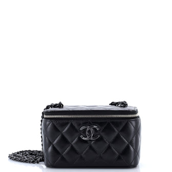 Chanel So Black Classic Vanity Case with Chain Quilted Lambskin Small