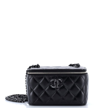 Chanel So Black Classic Vanity Case with Chain Quilted Lambskin Small