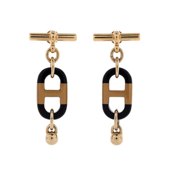 Hermes Sur Mer Drop Earrings Lacquered Metal with Buffalo Horn