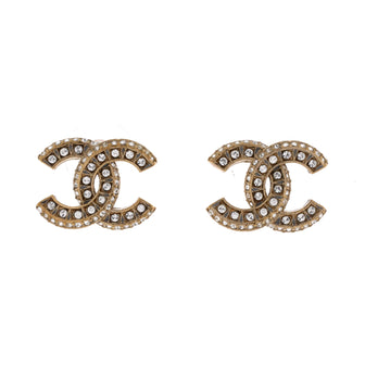 Chanel CC Stud Earrings Metal with Crystals
