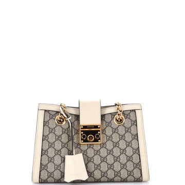 Gucci Padlock Chain Tote GG Coated Canvas with Leather Small