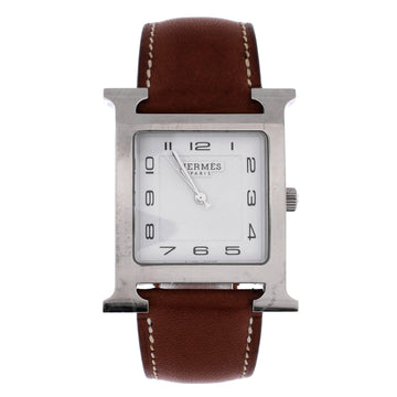Hermes Heure H Quartz Watch Stainless Steel and Leather 30