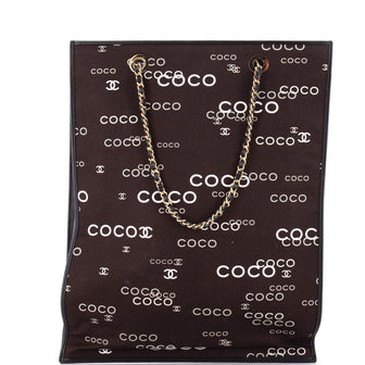 Chanel Vintage Coco Chain Shopping Tote Printed Canvas Tall