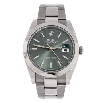 Rolex Oyster Perpetual Datejust Mint Green Automatic Watch Stainless Steel 41