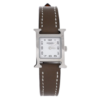 Hermes Heure H Quartz Watch Stainless Steel and Leather 17