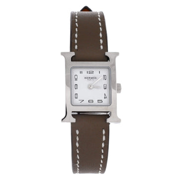Hermes Heure H Quartz Watch Stainless Steel and Leather 17
