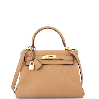 Hermes Kelly Handbag Brown Togo with Gold Hardware 28