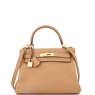 Hermes Kelly Handbag Brown Togo with Gold Hardware 28