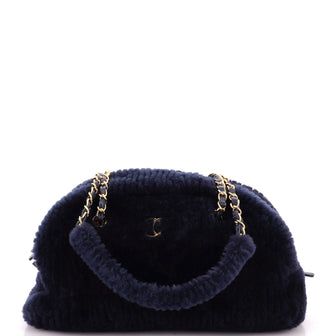 Chanel Coco Neige Chain Bowling Bag Quilted Shearling Large
