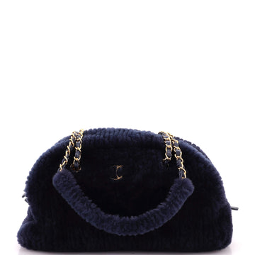 Chanel Coco Neige Chain Bowling Bag Quilted Shearling Large