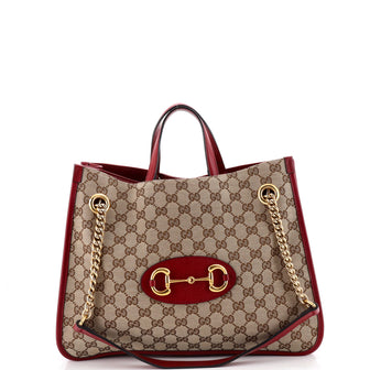 Gucci Horsebit 1955 Chain Tote GG Canvas with Leather Medium