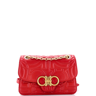 Salvatore Ferragamo Gancini Turnlock Flap Bag Gancini Quilted Leather Small