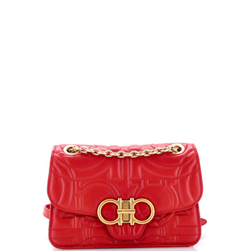 Salvatore Ferragamo Gancini Turnlock Flap Bag Gancini Quilted Leather Small