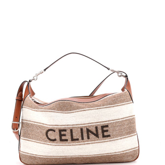 Celine Romy Shoulder Bag Striped Canvas Large
