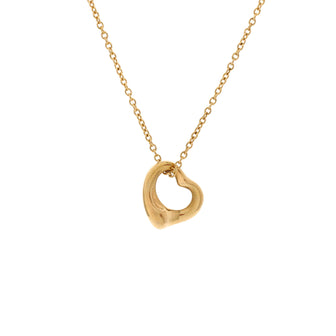 Tiffany & Co. Elsa Peretti Open Heart Pendant Necklace 18K Yellow Gold 11mm