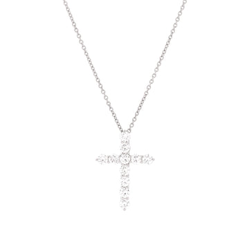 Tiffany & Co. Cross Pendant Necklace Platinum and Diamonds Medium