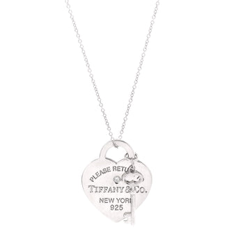 Tiffany & Co. Heart Tag Key Pendant Necklace Sterling Silver Medium
