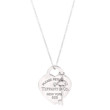 Tiffany & Co. Heart Tag Key Pendant Necklace Sterling Silver Medium