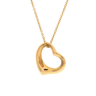 Tiffany & Co. Elsa Peretti Open Heart Pendant Necklace 18K Yellow Gold 16mm