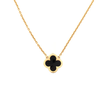 Van Cleef & Arpels Pure Alhambra Pendant Necklace 18K Yellow Gold and Onyx