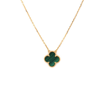 Van Cleef & Arpels Vintage Alhambra Pendant Necklace 18K Yellow Gold and Malachite