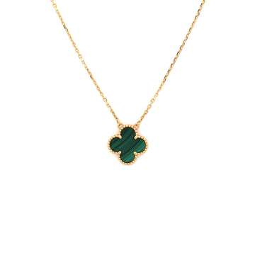 Van Cleef & Arpels Vintage Alhambra Pendant Necklace 18K Yellow Gold and Malachite
