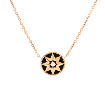 Christian Dior Rose des Vents Pendant Necklace 18K Rose Gold with Diamond and Onyx