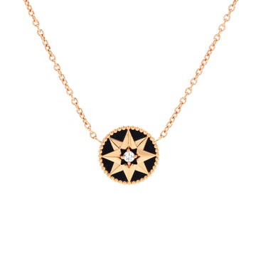 Christian Dior Rose des Vents Pendant Necklace 18K Rose Gold with Diamond and Onyx