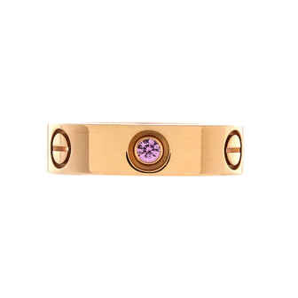 Cartier Love Band 1 Sapphire Ring 18K Rose Gold with Pink Sapphire