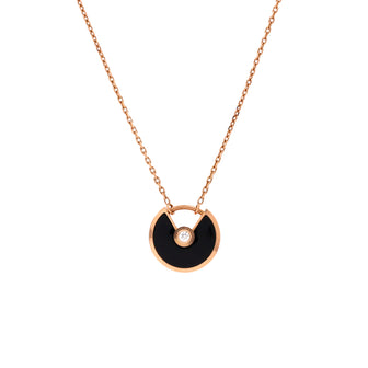 Cartier Amulette de Cartier Pendant Necklace 18K Rose Gold with Onyx and Diamond XS