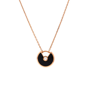 Cartier Amulette de Cartier Pendant Necklace 18K Rose Gold with Onyx and Diamond XS