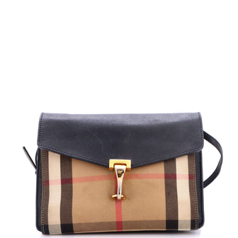 Burberry Macken Crossbody Bag Leather and House Check Canvas Baby