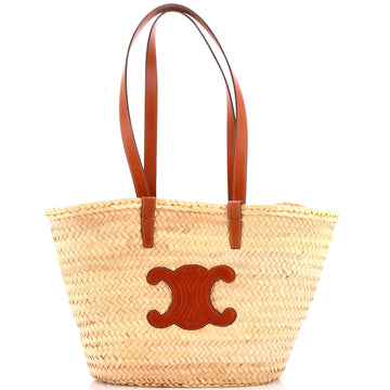 Celine Triomphe Basket Shoulder Bag Raffia with Leather Large