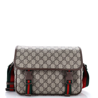 Gucci Web Buckle Messenger Bag GG Coated Canvas Small