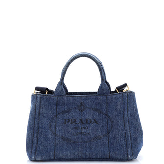 Prada Canapa Convertible Tote Denim Mini