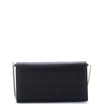 Bvlgari Logo Infinitum Chain Wallet Embossed Leather