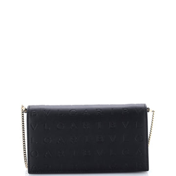 Bvlgari Logo Infinitum Chain Wallet Embossed Leather