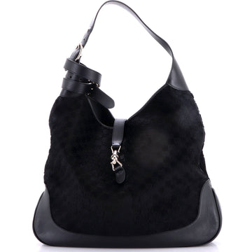 Gucci Jackie 1961 Relaxed Hobo Guccissima Calf Hair and Leather Large