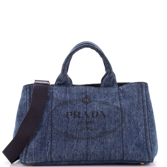 Prada Canapa Convertible Tote Denim Medium