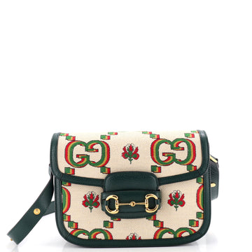 Gucci Horsebit 1955 Shoulder Bag GG Print Jacquard Small