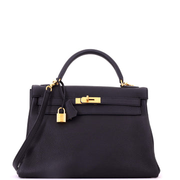 Hermes Kelly Handbag Black Togo with Gold Hardware 32