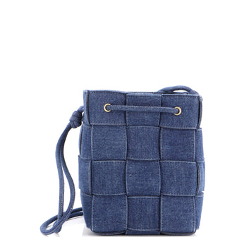 Bottega Veneta Cassette Bucket Bag Maxi Intrecciato Denim Small