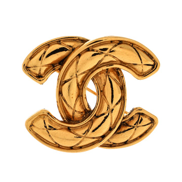 Chanel Vintage Quilted CC Brooch Metal