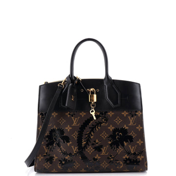 Louis Vuitton City Steamer Handbag Limited Edition Blossom Monogram Canvas and Leather MM